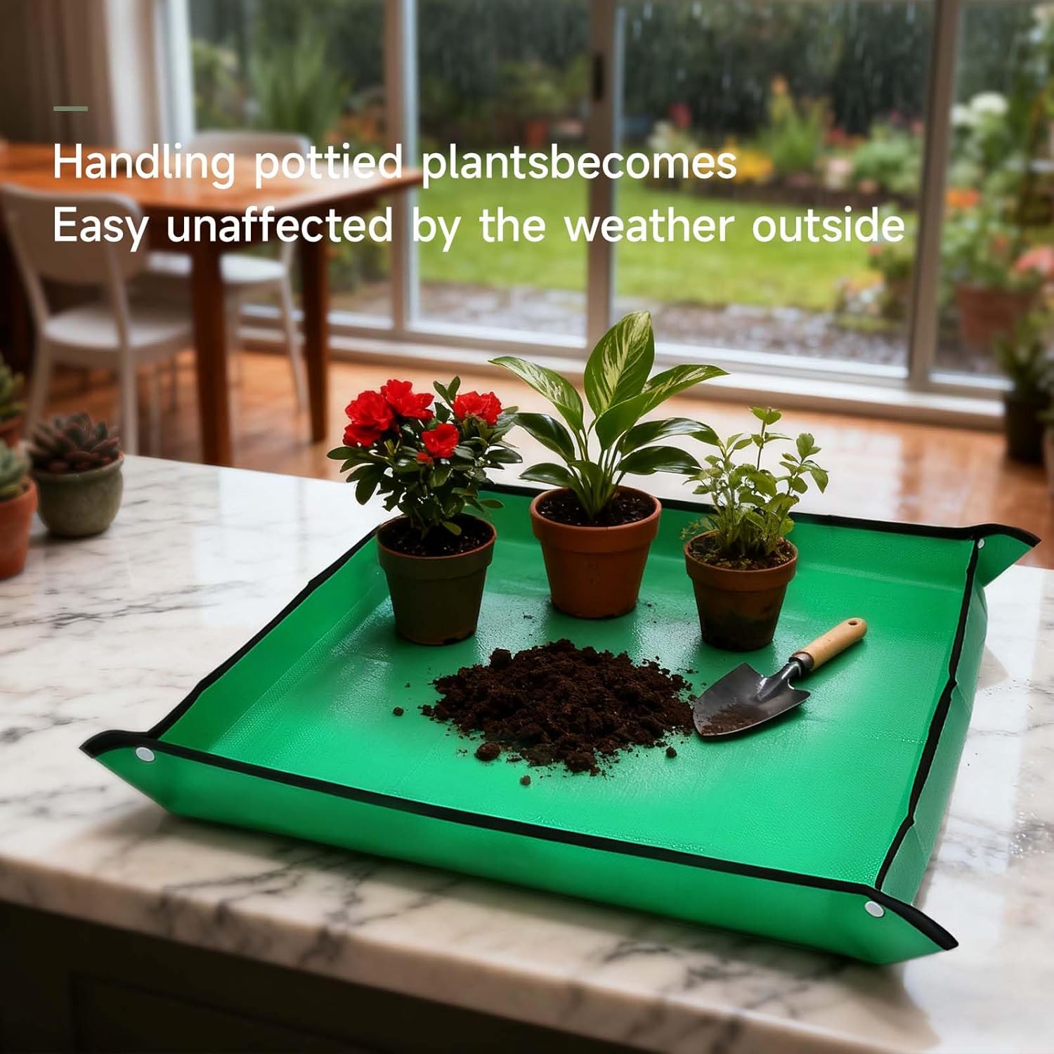 26" x 26" Repotting Mat for Indoor Plants - Waterproof Plant Potting Tray, Portable Gardening Mat for Succulents Soil Mess Control