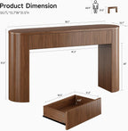 55 Inch Console Table with 2 Drawers, Fluted Entryway Tables with Storage, Sofa Table Behind The Couch, Hallway Tables, Mid-Century Modern Foyer Table for Entryway, Hallway, Living Room, Walnut