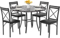 VECELO 5 Piece Dining Table Set for 4, Faux Marble Dinette with Chairs for Kitchen, Breakfast Nook, Small Space, Pure Black