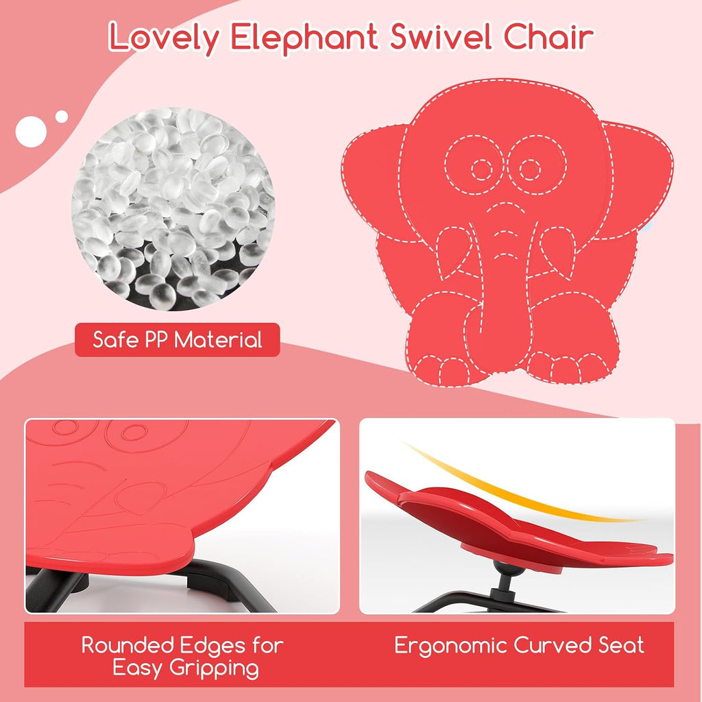 Costzon Sensory Chair, 360° Sit & Swivel Autistic Children Sensory Toy w/Non-Slip Metal Base for Training Body Coordination and Indoor Outdoor Use, Spinning Chair for Autistic Kids (Red,Elephant)