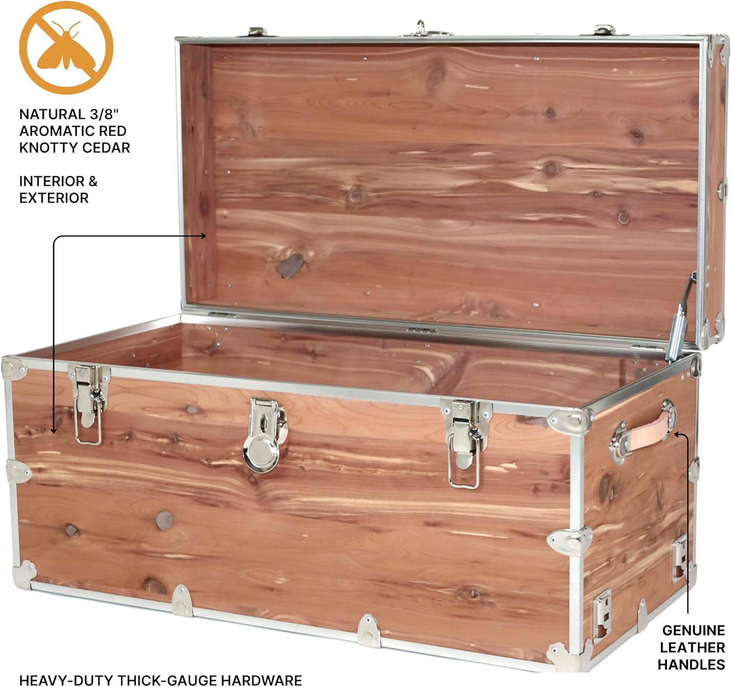 Rhino Trunk & Case Knotty Cedar Chest – XXL Storage Box, Coffee Table, End of Bed Trunk or Entryway Storage Bench – 36"x18"x18" USA-Made, Furniture Grade, Heirloom Aesthetic – Strong and Secure