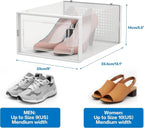 Seseno 12 Pack Shoe Organizer Storage Bins Clear Plastic Stackable Shoe Boxes for Closet, Space Saving Foldable Shoe Storage Case, Sneaker Storage Shoe Box Container