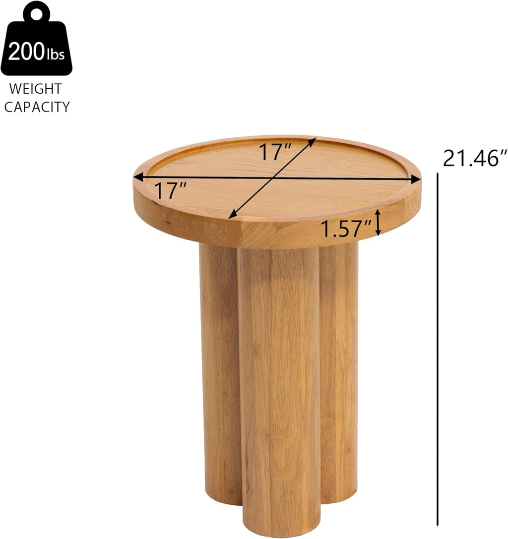 Christopher Knight Home Benny Round Solid Wood End Table, Wooden Side Table with Pedestal Base, Modern Accent Table for Living Room/Bedroom/Small Spaces, Indoor Small Pedestal Table, Natural