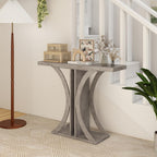 Giantex 40" Narrow Console Table, T-Shaped Entryway Table with Open Storage Shelve, Industrial Sofa Table Behind Couch, Modern Foyer Table, Accent Table for Living Room, Entrance, Hallway (Gray)