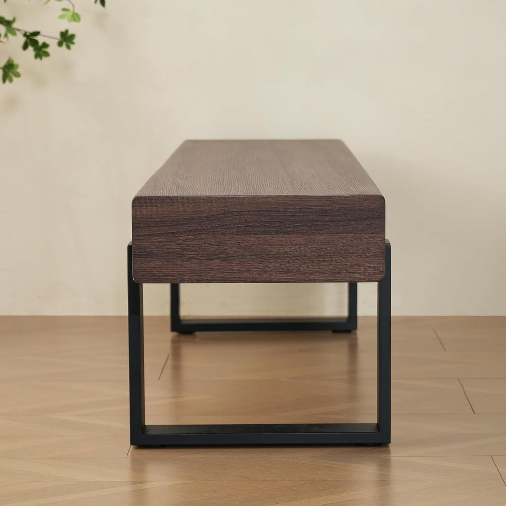 59" Dining Bench, Farmhouse Indoor Kitchen Table Benches, Industrial Shoe Bench, Entryway Benches, Black + Dark Walnut