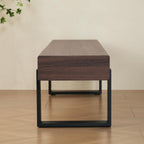 59" Dining Bench, Farmhouse Indoor Kitchen Table Benches, Industrial Shoe Bench, Entryway Benches, Black + Dark Walnut