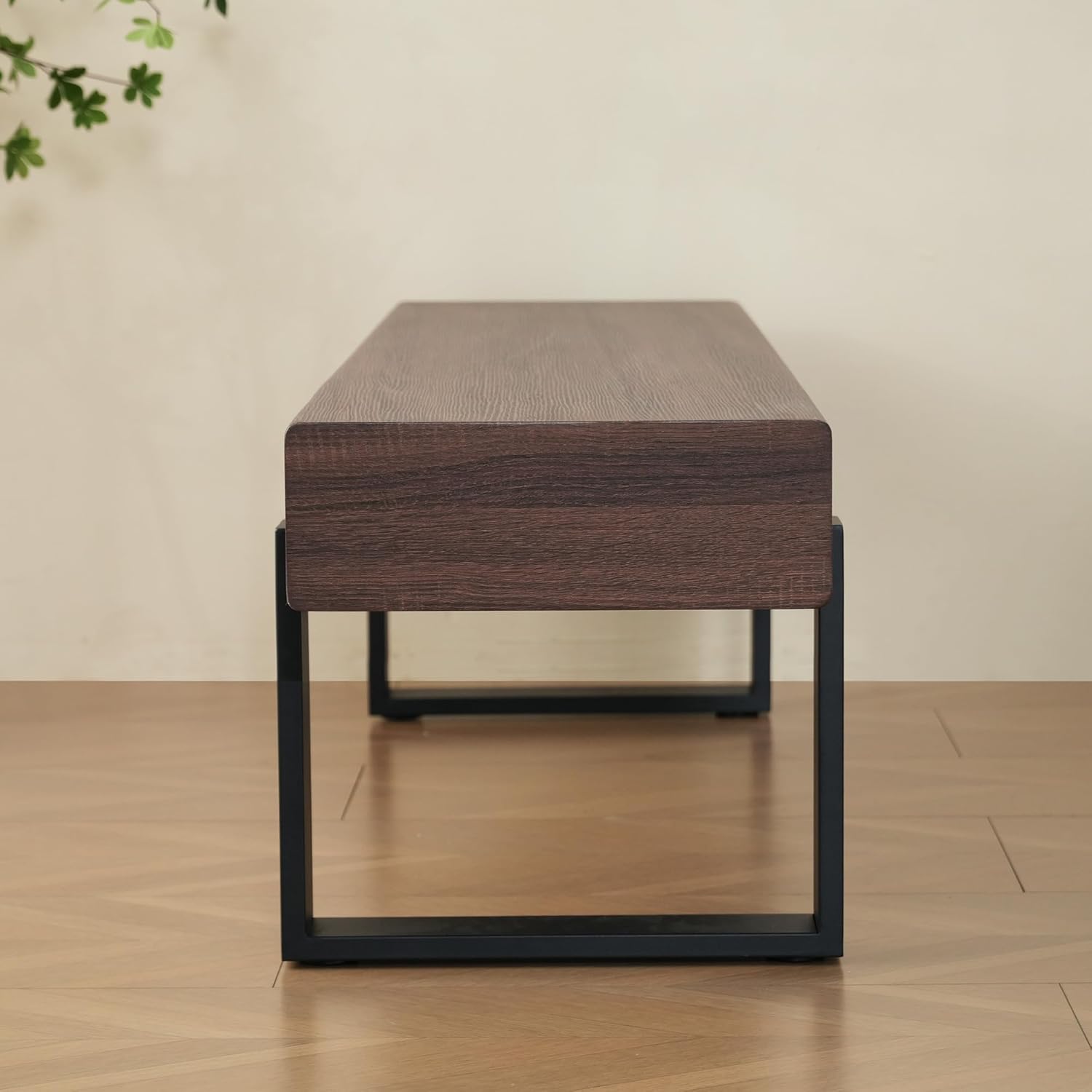 59" Dining Bench, Farmhouse Indoor Kitchen Table Benches, Industrial Shoe Bench, Entryway Benches, Black + Dark Walnut