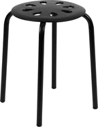 Flash Furniture Bailey Plastic Nesting Stack Stools, 17.5"Height, Black (5 Pack)