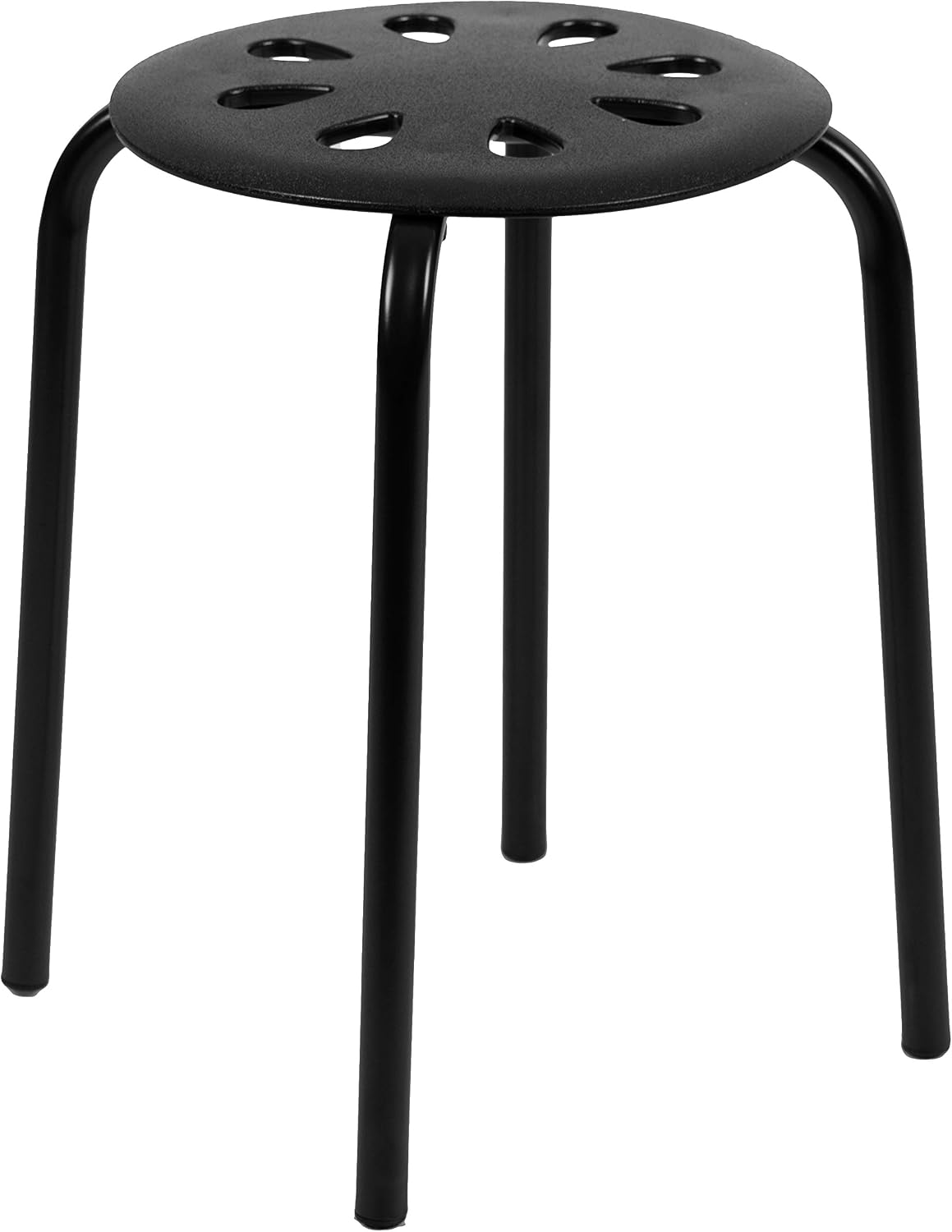 Flash Furniture Bailey Plastic Nesting Stack Stools, 17.5"Height, Black (5 Pack)
