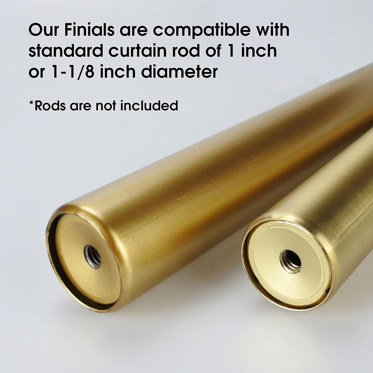 Decorative Curtain Rod Finials, Polyresin Round Gold Foiled Clear Finials, Set of 2, Compatible with 1 inch or 1-1/8 inch Dia Curtain Rod, Standalone Finial Pair