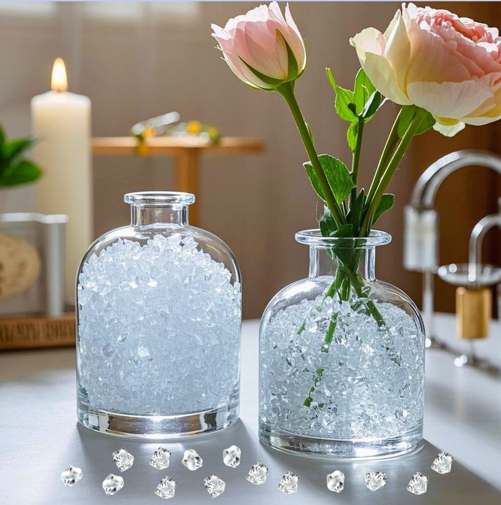 1000PCS Clear Acrylic Gem Stones - 2/4 Inch Fake Diamond Ice Cubes Crystals for Vase Fillers, Table Scatter, Birthday Party Favor, Wedding Decoration, Arts Crafts