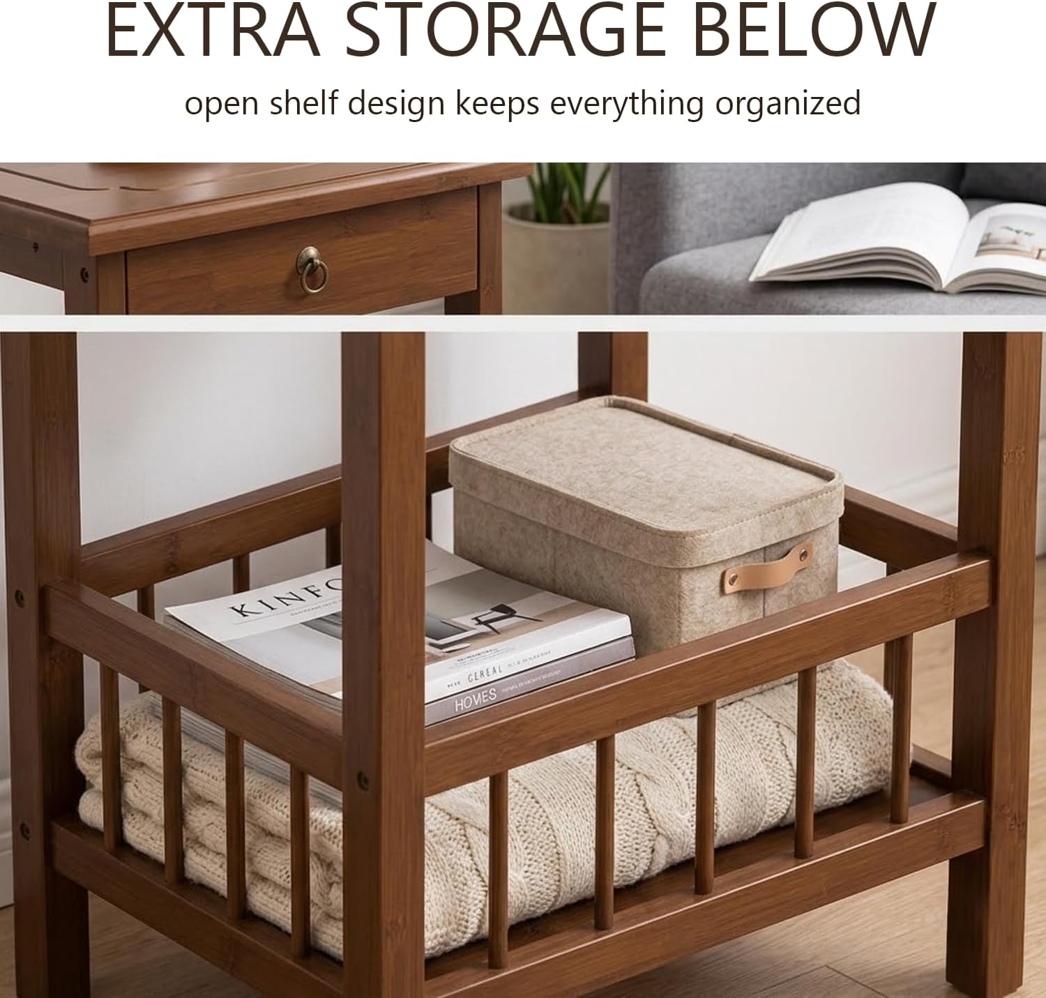 YUNMUARY-End Tables Living Room,Sofa Table, Farmhouse Side Table with Drawers,12.99 Inches Wide Small End Tables for Small Spaces,Narrow Nightstand for Bedroom.Easy Assembly.