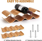 Table Wine Rack Countertop Freestanding Wine Racks & Cabinet 2 Tier 7 Bottles Wave Willow Wood Champagne Rack