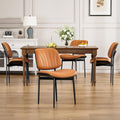 YaFiti Dining Chairs Set of 4, Mid Century Modern Dining Room and Kitchen Chairs, Upholstered PU Leather Chairs with Walnut Bentwood and Metal Legs, Orange
