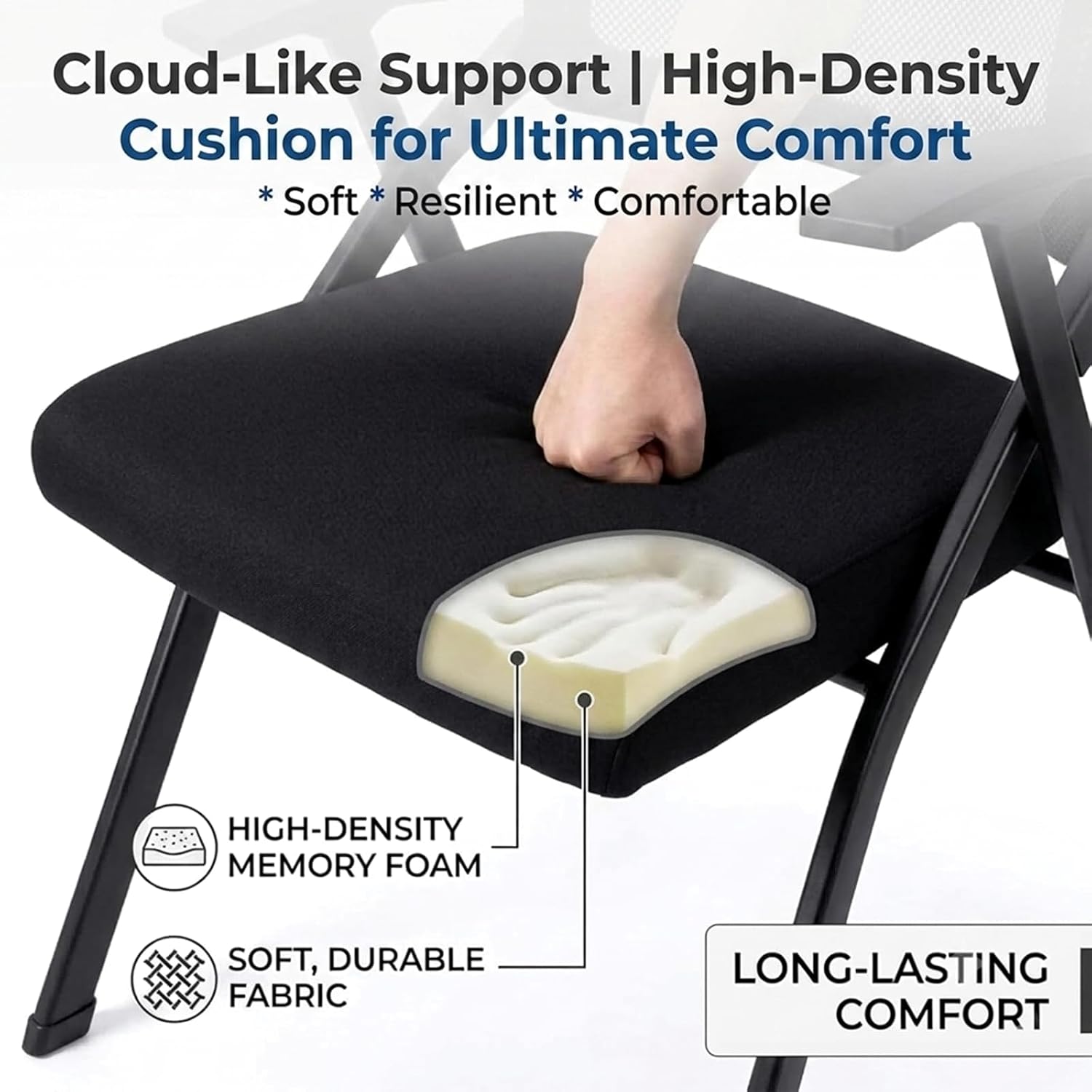 ADMLZQQ [12 Pack ] Folding Office Chair with Mesh Back, Heavy Duty Conference Room Chairs with Armres, Comfy Foldable Chair with Padded Cushion for Guest & Reception,Meeting,Classroom Training Chairs
