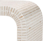 bali & pari Carlyn Beige and White Mother of Pearl Capiz Shell End Table