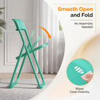 VINGLI Mint Green Plastic Folding Chairs Lightweight 6 Pack for Outdoor & Indoor, Portable Stackable Commercial Seat with Metal Frame for Events, Dinning, Wedding, Party, Office, Camping
