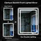 24"x 32" LED Bathroom Mirror with Light, Front and Backlit Controlled, Anti-Fog, 3 Colors Led Mirror, Dimmable, LED Wall Vanity Mirror with Lights, Memory Function, Tempered Glass,ETL Listed