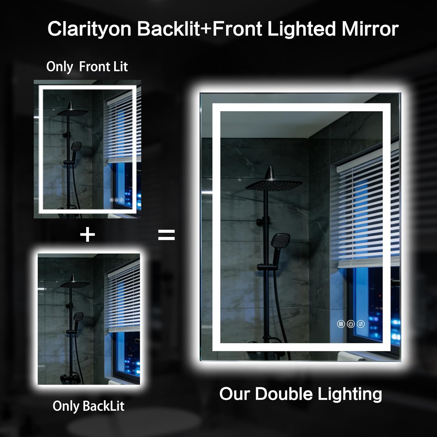 24"x 32" LED Bathroom Mirror with Light, Front and Backlit Controlled, Anti-Fog, 3 Colors Led Mirror, Dimmable, LED Wall Vanity Mirror with Lights, Memory Function, Tempered Glass,ETL Listed