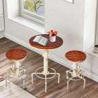 Topower Industrial Bar Table 32.3-38.2" Adjustable Pub Table Kitchen Dining Coffee Bistro Table (Antique White)
