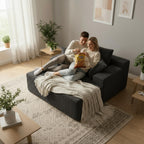 Sytopia Chaise Lounge with Armrests, Oversized Sofa Bed with 3 Pillows, Cozy Couch, Sleeper Reading Chair for Living Room Bedroom, Floor Sofa Corduroy, Furniture Sala, Volcanic Ash