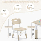 Adjustable Kids Table Chairs Set – Graffiti Desktop, Multi-Activity Height-Adjustable Toddler Study Desk for Ages 3-8 – Ideal for Home, Classroom, Daycare (W-Wood, 2 Chairs-23.6" L x 23.6" W)