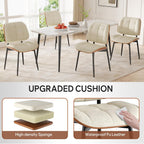 Dining Chairs Set of 2, Mid Century Modern Dining Room Chair with Thick Cushion, Upholstered Faux Leather Kitchen Chairs with Walnut Bentwood Back for Kitchen Dining Room, Beige