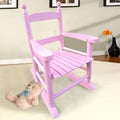 Kids Rocking Chair with Slatted Seat & Backrest, Wooden Porch Rocker for Kids Age 3-8 Indoor & Outdoor, Easy Assembly (Light Pink)