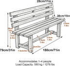 Solid Wood Outdoor Garden Benches with Backrests and Crossbeams, Capable of Supporting 1100 Lbs, Suitable for Porches and Terraces(Blue,180x38x79cm/71x15x31in)