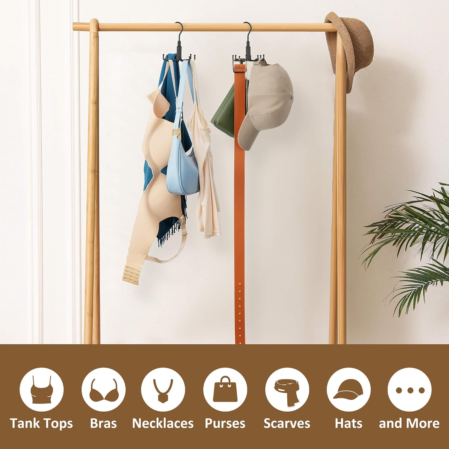 ZEDODIER Belt Organizer for Closet, Heavy-Duty Rotating Belt Hanger Tie Rack Holds up to 24 Belts, Hanging Space Saving Metal Belt Holder for Closet Storage