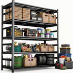 Upgrade 72" H Garage Shelving Unit, 3500LBS Heavy Duty 5-Tier Metal Storage Shelves with Anti-Fall Rails, Adjustable Industrial Steel Rack, Pantry Kitchen Basement Warehouse
