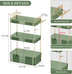 Bathroom Counter Organizer for Vanity, Makeup Organizer Countertop with Holder, Large Capacity Storage Rack, Perfect Large Skincare, Hair Care, Perfume, Easy to Install (Green, 3Tiers)