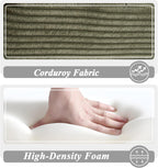 67 Inch Oversized Chaise Lounge Sofa Chair indoor with 2 Pillows & Armrest, Comfy Upholstered Corduroy Single Sleeper Sofa Chair Bed for Living Room & Bedroom, No Assembly Required (Sage Green)