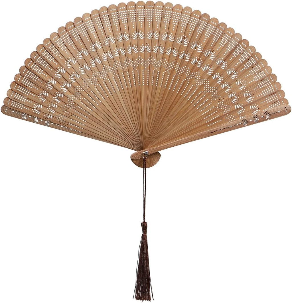 SEWACC Bamboo Folding Hand Fan, Vintage Chinese Silk Handheld Fan for Dancing And Party Decoration