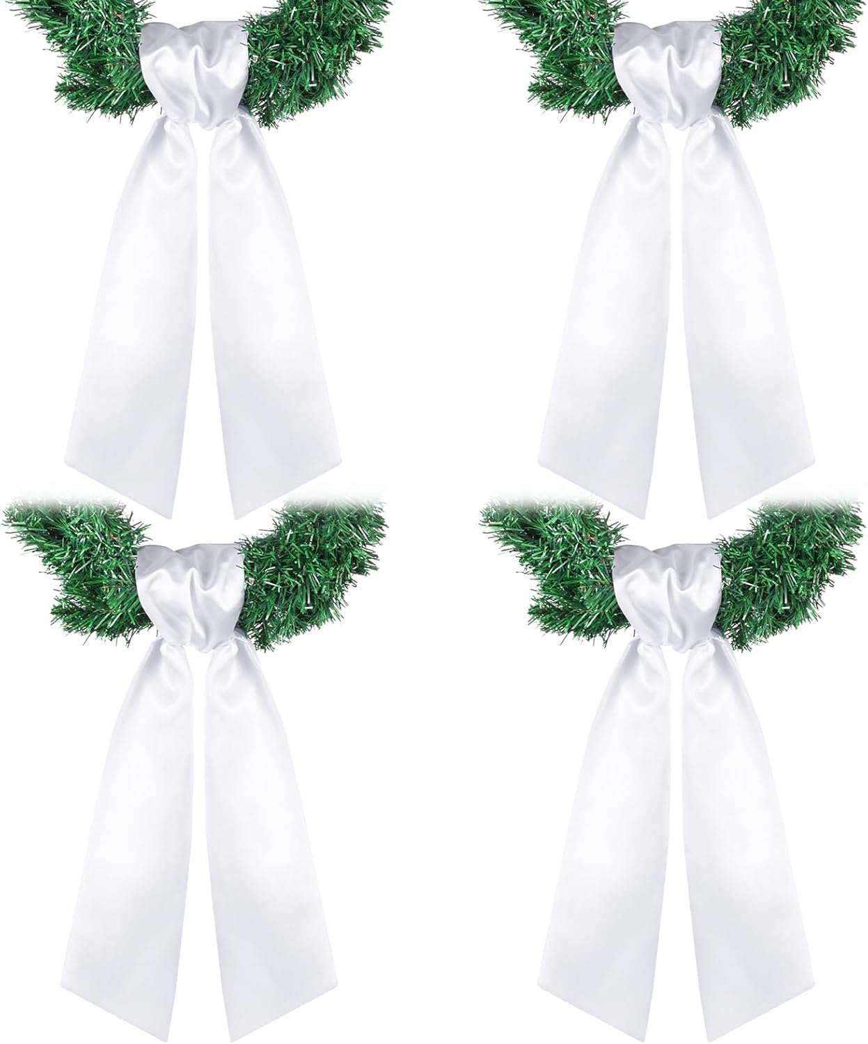 VitalCozy 4 Pcs Wreath Sash for Front Door Blank Wreath Sash Accessories Embroidery Plain Blanks for Embroidery Monogram Party Farmhouse Indoor Outdoor Wedding Decor (4.49" X 56.30",White)