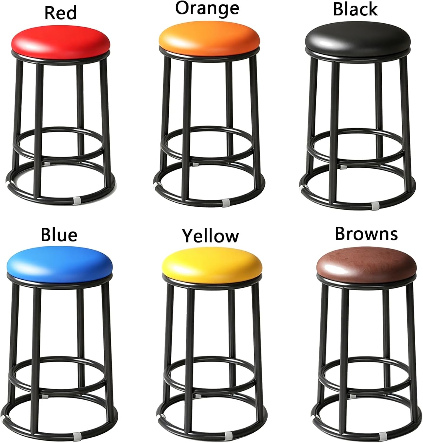 Heavy-Duty Round Stool, Commercial Stainless Steel Stool, Office Three-Ring High Chair, for Pub Coffee Home Dinning Kitchen Island(Browns,75cm/30in)