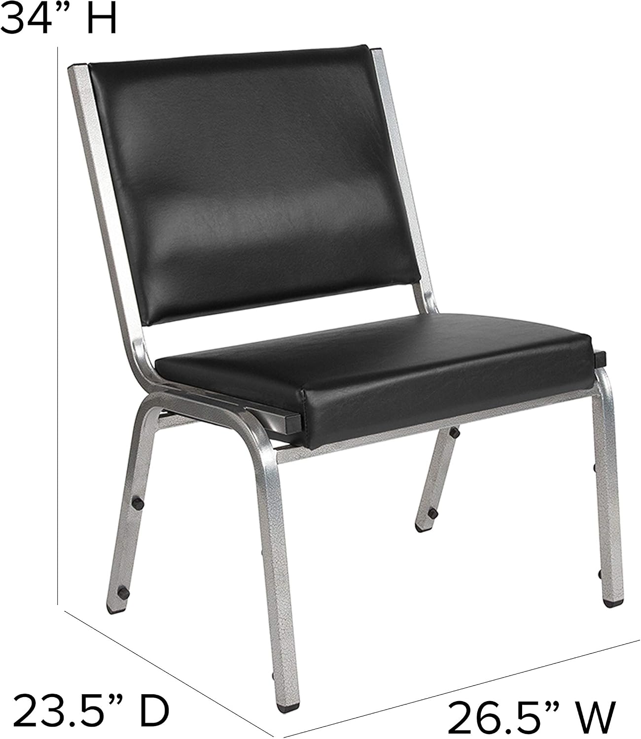 BizChair 950 lb. Rated Black Antimicrobial Vinyl Bariatric Medical Reception Chair