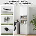 75” Kitchen Pantry Cabinet, Tall Freestanding Kitchen Hutch with 4 Doors, 2 Open Shelves & 4 Anti-Tipping Devices, Bathroom Storage Cabinet for Living Room, Dining Room (White)