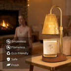 Candle Warmer Lamp with Timer, 4-Levels Dimmable Electric Wax Melter, Adj.Height for Jar Candles, Mother's& Father's&Christmas Day&Birthday Gift Ideas for Women/Friends/Wife (Western Golden)