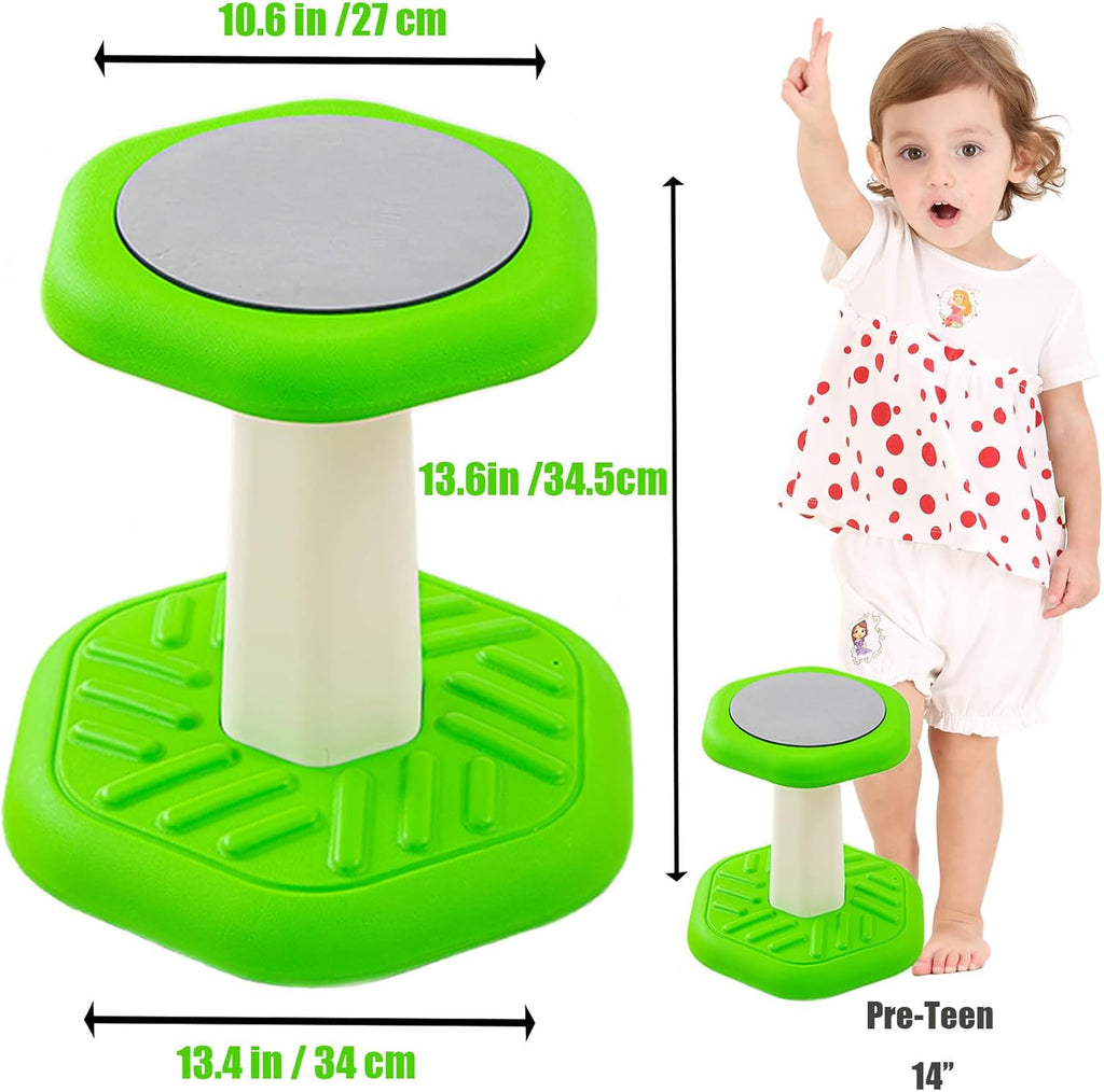 Fanboxk Active Chairs Kids Preschool Wobble Stool - Alternative Flexible Seating Balance Wiggle Stool for Classroom,Preschool,Kindergarten&Elementary School,Active Sensory Chairs,Ages3-8,Green(14in)