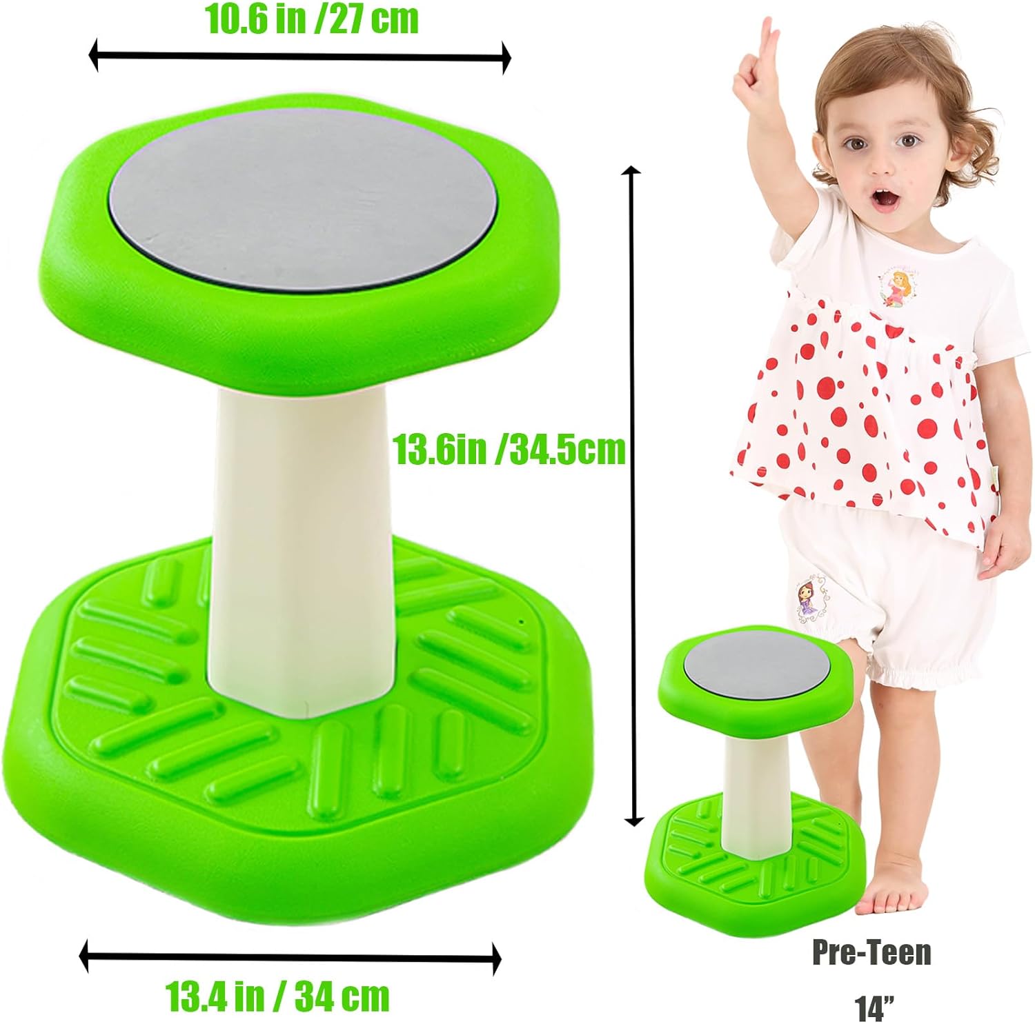 Fanboxk Active Chairs Kids Preschool Wobble Stool - Alternative Flexible Seating Balance Wiggle Stool for Classroom,Preschool,Kindergarten&Elementary School,Active Sensory Chairs,Ages3-8,Green(14in)