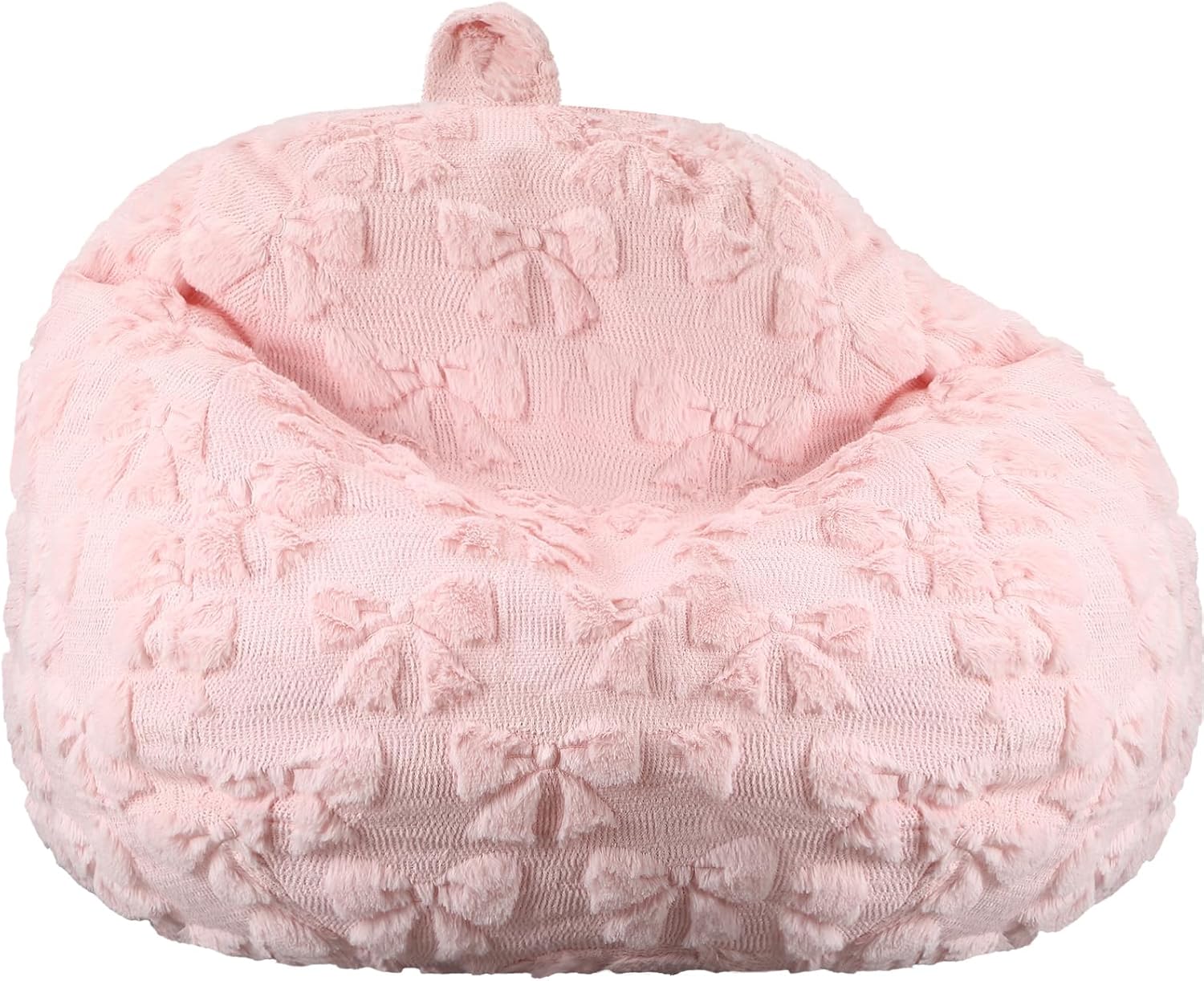 Gilprop Pink Bow Stuffed Animal Storage Bean Bag Chair Cover (No Filler) Fluffy Fuzzy Plush Bean Bag Chair for Teens Adults Soft Faux Cover for Organizing Plush Toys Clothes Home Supplies