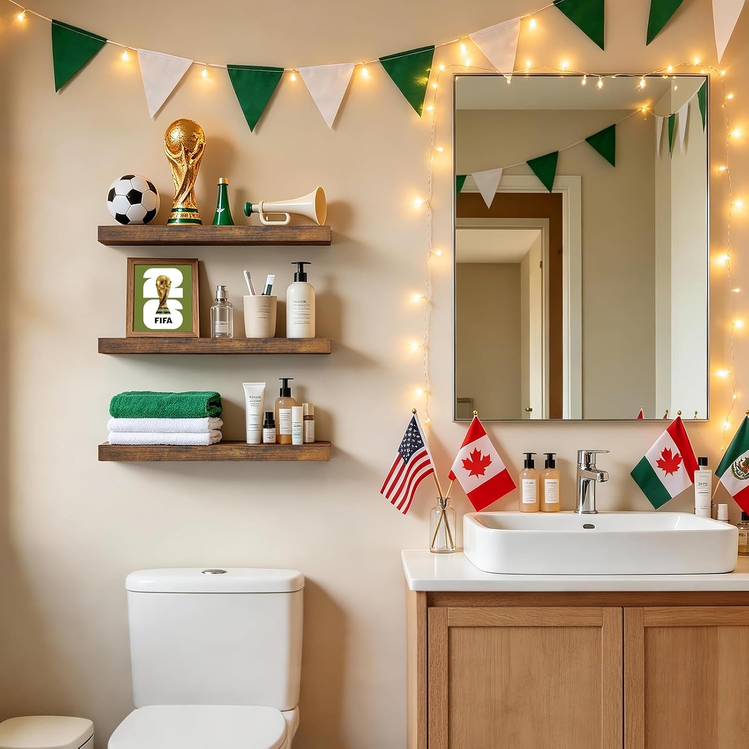 BAYKA Bathroom Floating Shelves for Wall Set of 3 - Rustic Brown Farmhouse Wood Shelves Over Toilet for Bedroom, Kitchen, or Living Room Decor Display, Storage for Plants, Toilet Paper or Bath Towels