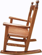 K081NT Durable Natural Child’s Wood Porch Rocker/Outdoor Rocking Chair - Indoor or Outdoor - Suitable for 3-7 Years Old