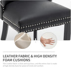 Leather Dining Chairs Set of 4, Upholstered Dining Room Chairs with Nailhead Trim, Sillas de Comedor Modernas 4, Wooden Kitchen Chairs for Dining Room, Living Room, Kitchen, Bedroom, Black