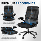 Ergonomic Big and Tall Office Chair, 500LBS PU Leather Executive Desk Chair with Lumbar Support and Flip-up Armrests, High Back, for Home and Office, Black