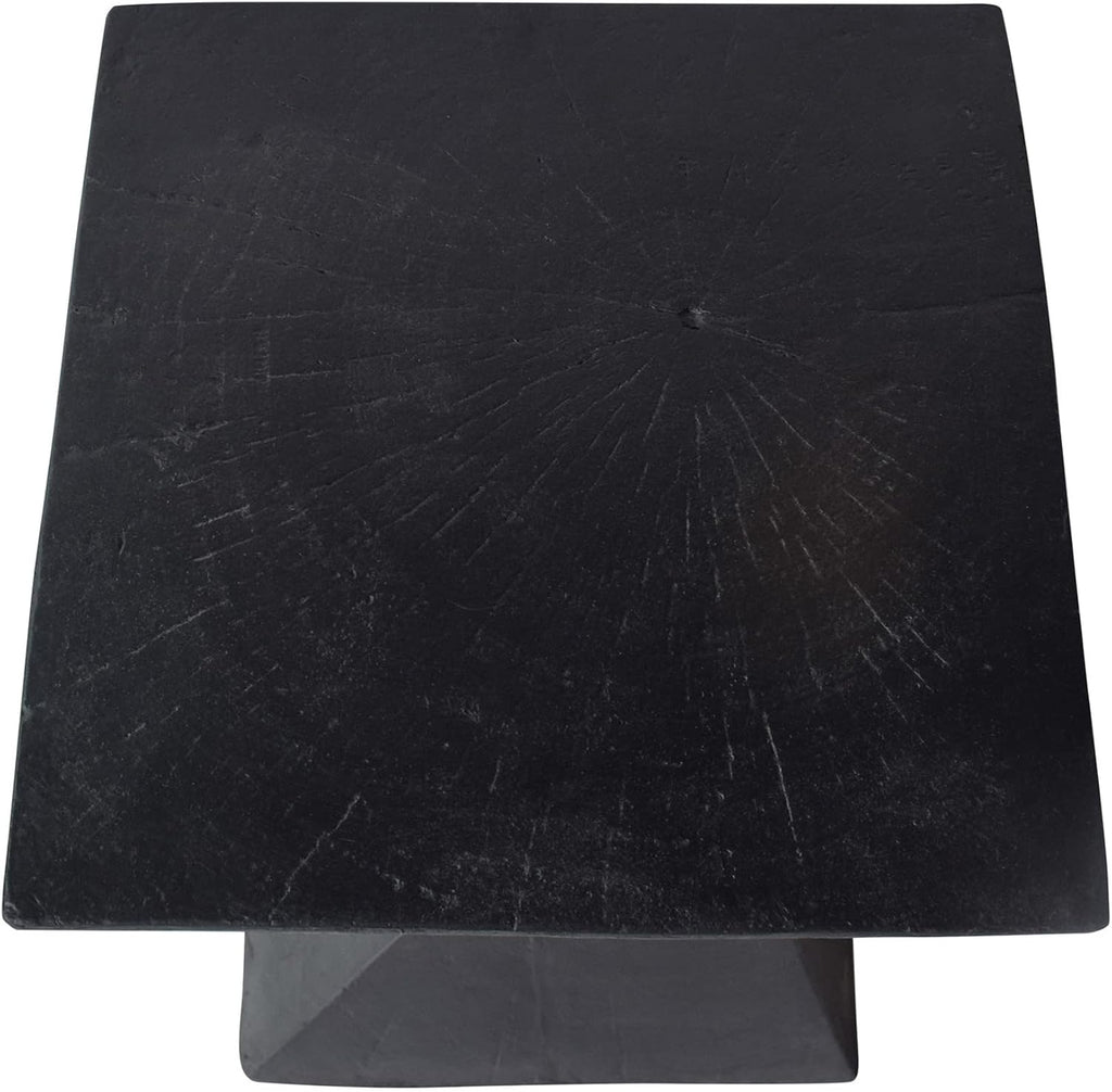 Merax Modern Concrete Side Table with Hourglass Design - Hand-Painted Wood Finish Accenttable for Indoor/Outdoor, Black