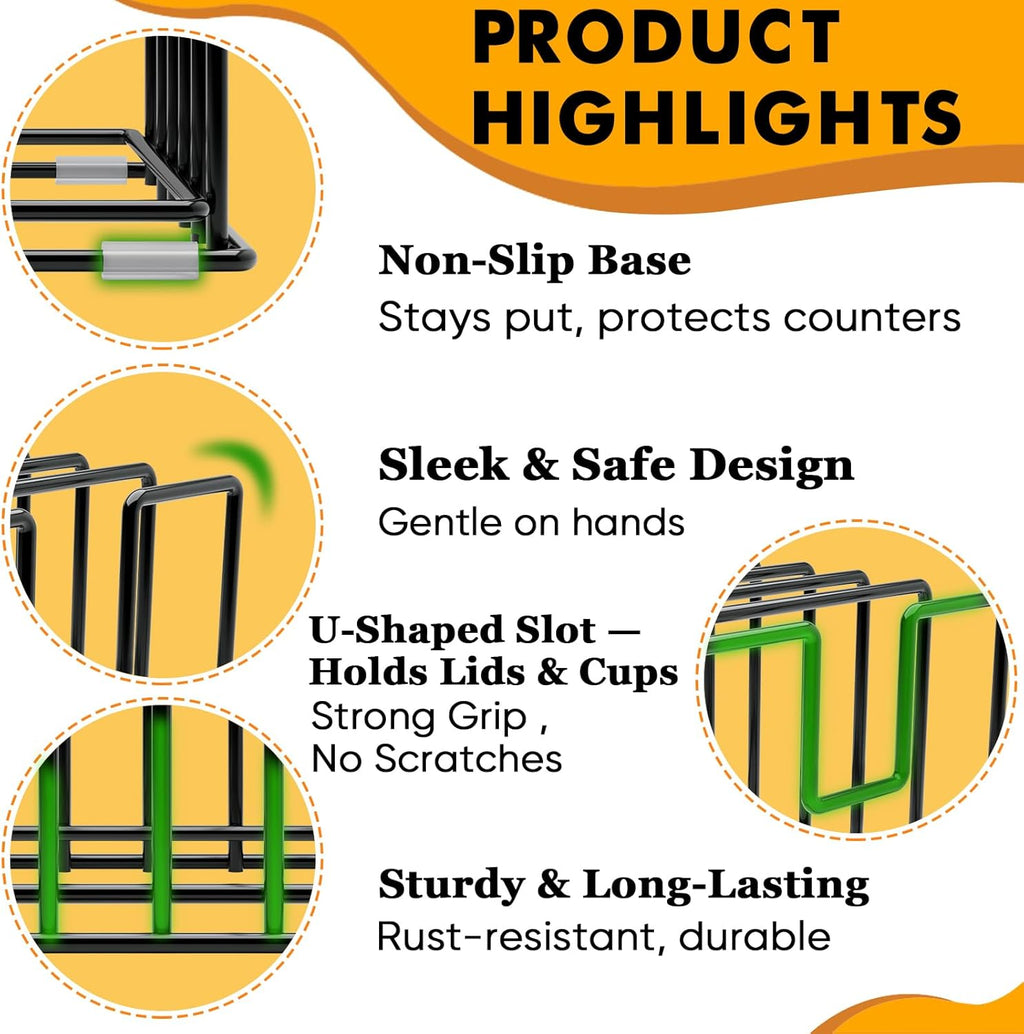 2 Pack Cutting Board Organizer and Pot Lid Holder, Kitchen Cabinet Organizer Rack with 7 & 5 Compartments, Heavy-Duty Iron Baking Sheet Pan Organizer with Non-Slip Base, Space-Saving Kitchen Storage