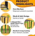 2 Pack Cutting Board Organizer and Pot Lid Holder, Kitchen Cabinet Organizer Rack with 7 & 5 Compartments, Heavy-Duty Iron Baking Sheet Pan Organizer with Non-Slip Base, Space-Saving Kitchen Storage