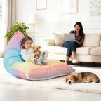 Stuffed Animal Storage Bean Bag Chair Cover for Kids Teens (No Filler) 250L Washable Large Beanbag Cover for Kids Room Organizing Plush Toys or Home Living Room Textile,Rainbow